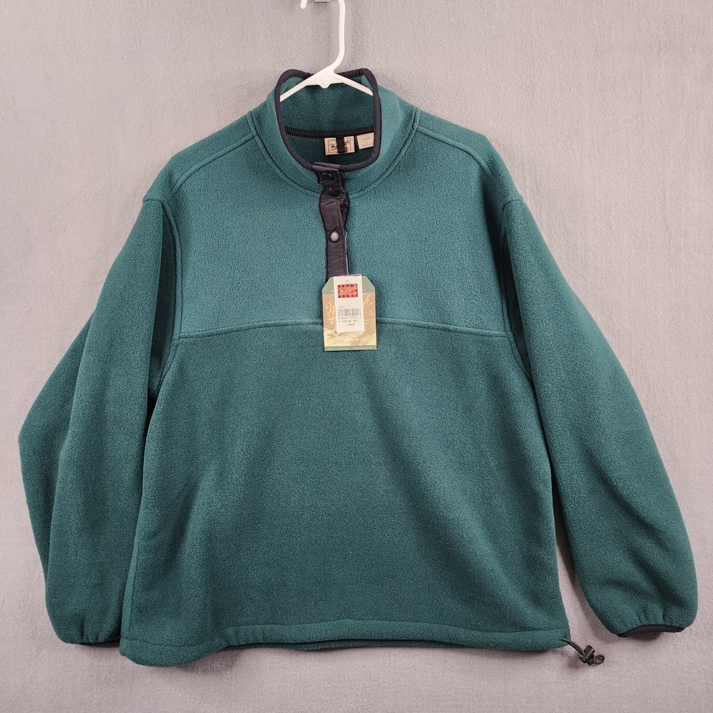 Woolrich Womens Large‎ Teal Polar Fleece Pullover 1/4 Snap Outdoor